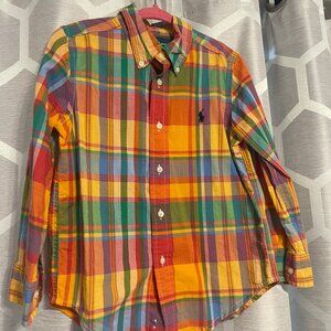 Ralph Lauren boys plaid button down, size 4T